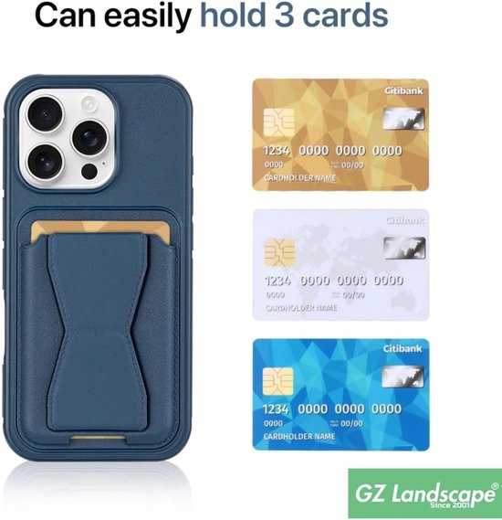 iPhone Air Hoesjes – Schokbestendige Backcover – Kaarthouder – Ingebouwde Standaard – Zwart-Ilumina Benelux