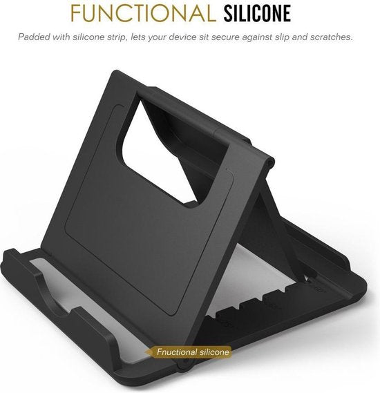 Telefoonhouder – Universeel Vouwbaar – Verstelbaar – Anti-Slip – Zwart-Ilumina Benelux