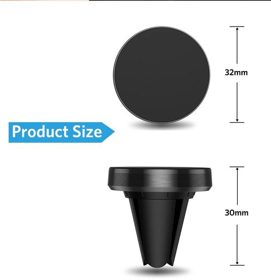 Telefoonhouder auto – Magnetisch voor ventilatierooster – Compact – Universeel – Zwart-Telefoonhouders-Ilumina Benelux