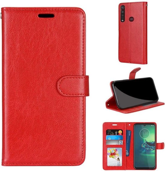Motorola Moto G8 Plus Hoesjes – Portemonnee Book Case – Pasjeshouder – Magneetsluiting – Rood