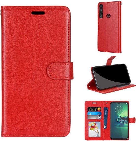 Motorola Moto G8 Play Hoesjes – Portemonnee Book Case – Pasjeshouder – 2x Screenprotector – Rood-Ilumina Benelux