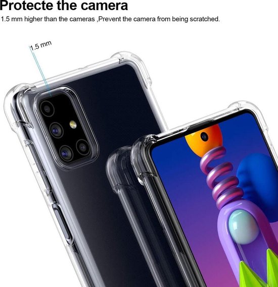 Shockproof Flexibele achterkant Silicone hoesje Transparant Geschikt voor: Samsung Galaxy M31