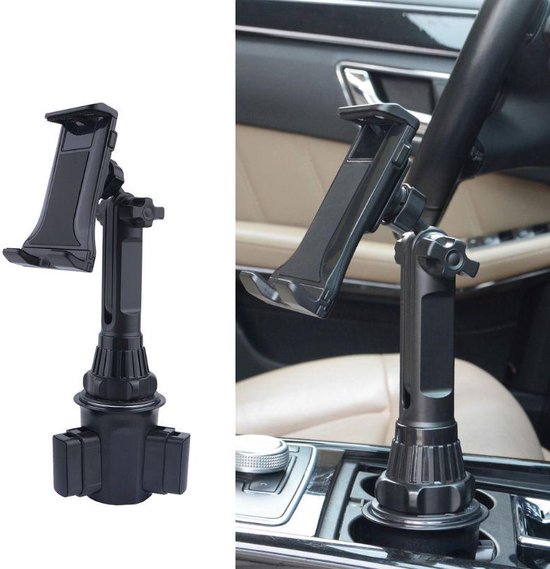 Tablethouder auto – Bekerhouder standaard – Universele tablet & telefoon houder – 3.5-12.5 inch – Zwart-Tablethouder-Ilumina Benelux