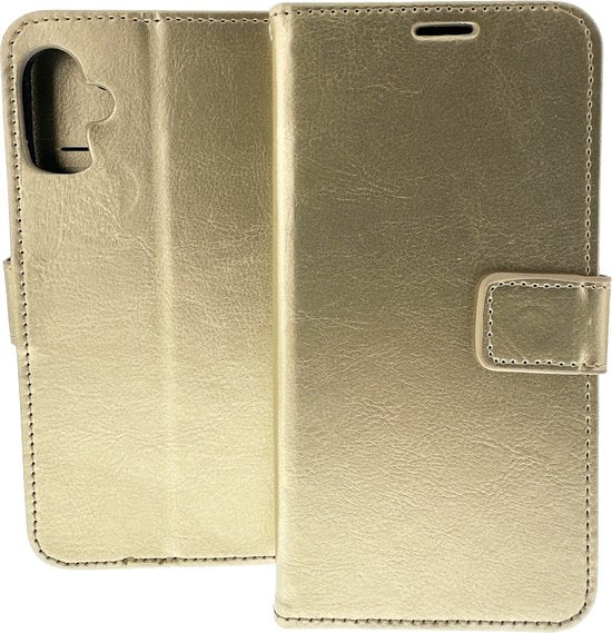 iPhone 16 Hoesjes – Portemonnee Hoes – Pasjeshouder – 3x Screenprotector Gehard Glas – Goud-Ilumina Benelux