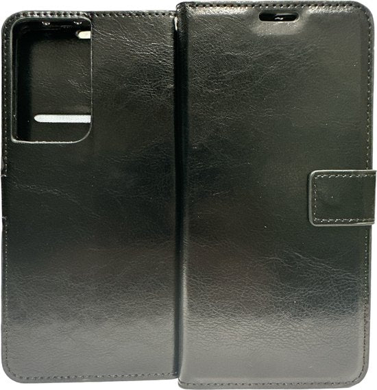 Samsung Galaxy S21 Ultra Hoesjes – Portemonnee Hoes – 2 Pack Screenprotector – Pasjeshouder – Zwart-Ilumina Benelux