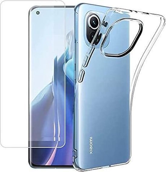 Xiaomi Mi 11 Hoesjes – Transparante Siliconen Backcover – 2 Pack Screenprotector – Gehard Glas – Anti-kras-Ilumina Benelux