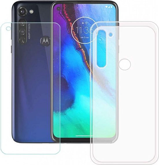 Motorola Moto G Pro 2020 Hoesjes – Transparante Siliconen Backcover – Inclusief 2 Screenprotectors – Anti Kras-Ilumina Benelux