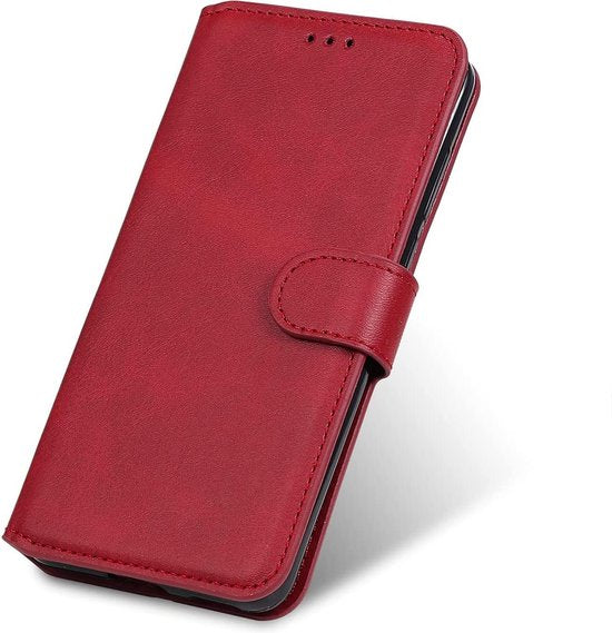 Oppo Find X3 Neo Hoesjes – Portemonnee Hoes – Pasjeshouder – Magneetsluiting – Rood + Screenprotector-Ilumina Benelux