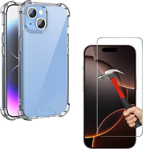 iPhone 15 Plus Hoesjes – Crystal Clear Backcover – Schokbestendig – Inclusief Screenprotector – Transparant-Ilumina Benelux