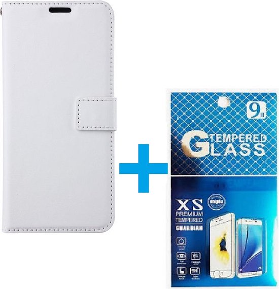 Oppo Reno 6 Pro 5G Hoesjes – Portemonnee Book Case – Magneetsluiting – 2x Glazen Screenprotector – Wit-Ilumina Benelux