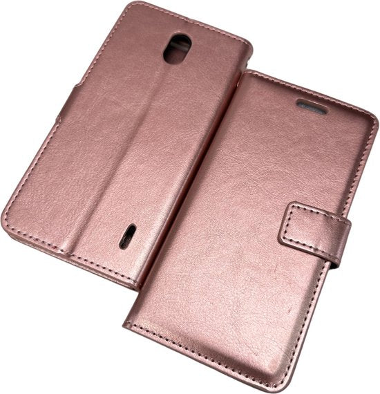 Nokia 2.2 Hoesjes – Portemonnee Book Case – Pasjeshouder – Magneetsluiting – Roségoud-Ilumina Benelux