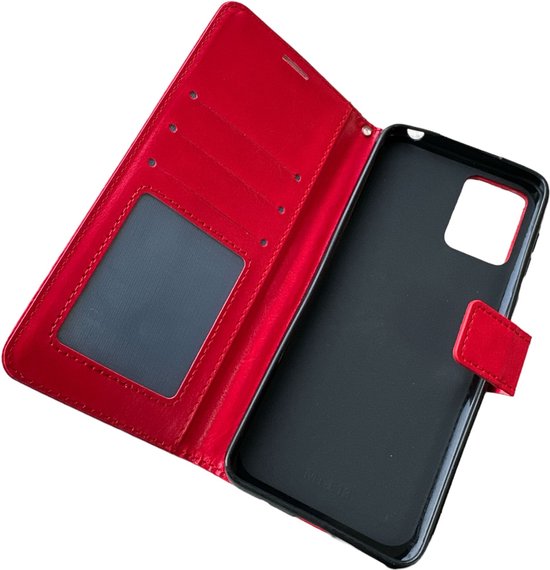 Motorola Moto G73 Hoesjes – Portemonnee Bookcase – Pasjeshouder – Magneetsluiting – Rood-Ilumina Benelux