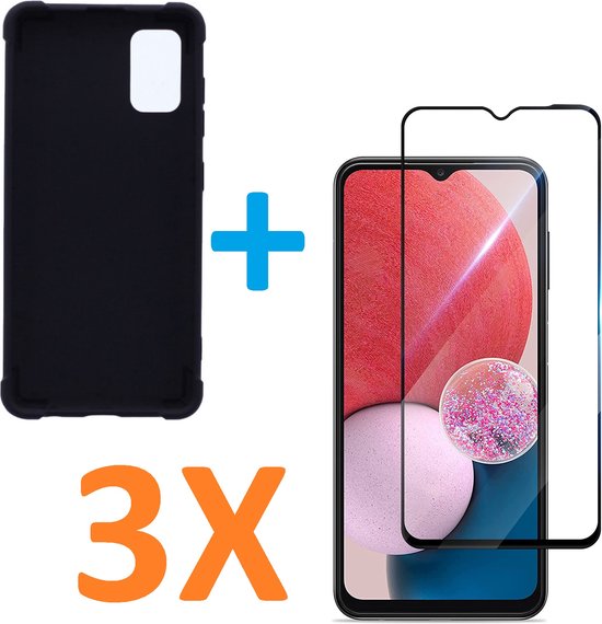 Samsung Galaxy A13 5G Hoesjes – Anti-Shock Siliconen Backcover – Inclusief 3x Full Screenprotector – Zwart-Ilumina Benelux