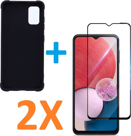 Samsung Galaxy A13 5G Hoesjes – Siliconen Backcover – Schokbestendig – 2x Screenprotector Gehard Glas – Zwart-Ilumina Benelux