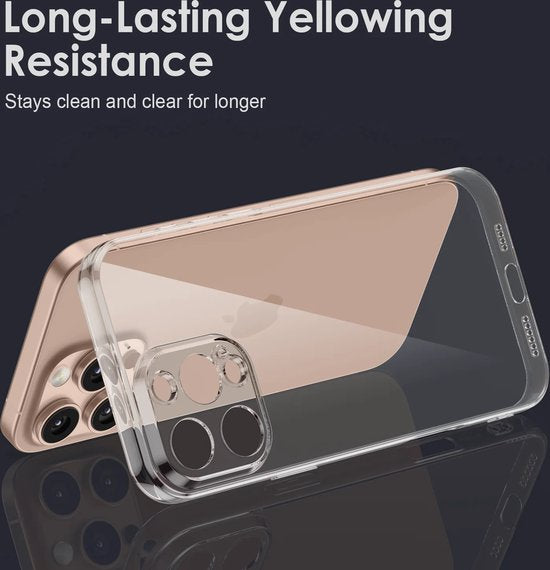 iPhone 16 Pro Max Hoesjes – Full Coverage Siliconen Backcover – Camera Lens Bescherming – Transparant-Ilumina Benelux