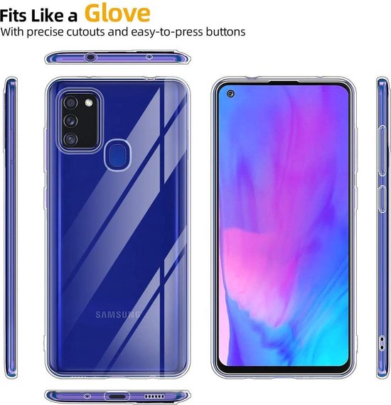 Silicone hoesje Transparant met 2 Pack Screenprotector Glas Geschikt voor: Samsung Galaxy M51
