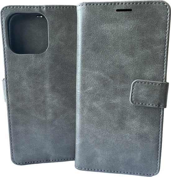 iPhone 14 Pro Hoesjes – Portemonnee Book Case – Pasjeshouder – Magneetsluiting – Grijs-Ilumina Benelux
