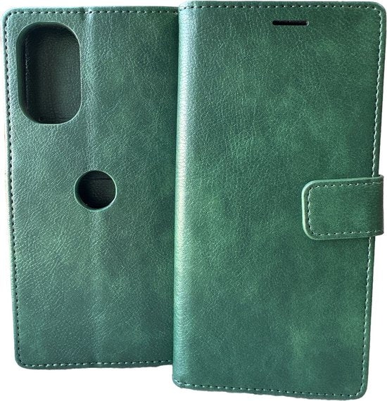 Motorola Moto G62 5G Hoesjes – Portemonnee Bookcase – Pasjeshouder – 2 Pack Gehard Glas – Groen-Ilumina Benelux
