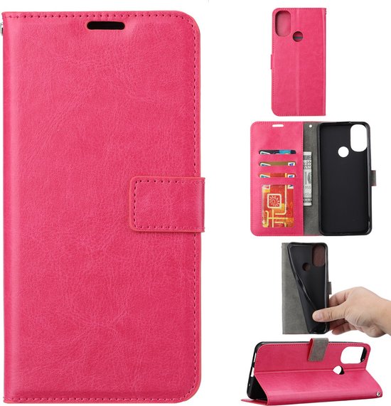 Motorola Moto G22 Hoesjes – Portemonnee Hoes – Pasjeshouder – Inclusief Screenprotector – Roze-Ilumina Benelux