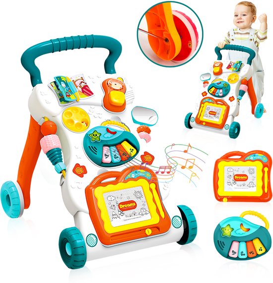 Velox Goods VL-510 Baby Loopwagen – Educatieve Wiplooptrainer – Vanaf 9 Maanden – Met Speelbord – Multicolor-Looptrainer-Ilumina Benelux