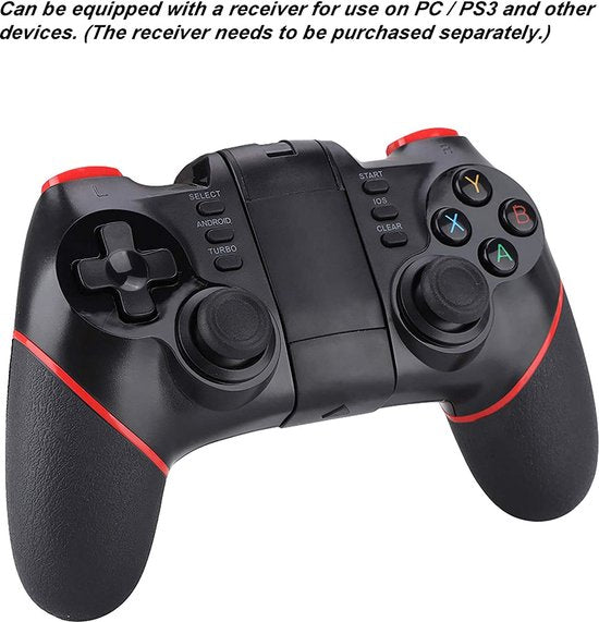 Draadloze Gaming Controller, T6 Bluetooth Draadloze Gamepad Joystick Controller voor Smartphone/Tablet/Smart TV/Settop Box/PC/PS3, Ondersteuning voor iOS/Andriod