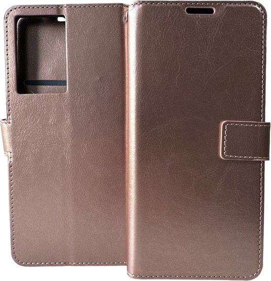 Motorola Moto G200 5G Hoesjes – Portemonnee Book Case – Pasjeshouder – Magneetsluiting – Roségoud-Ilumina Benelux