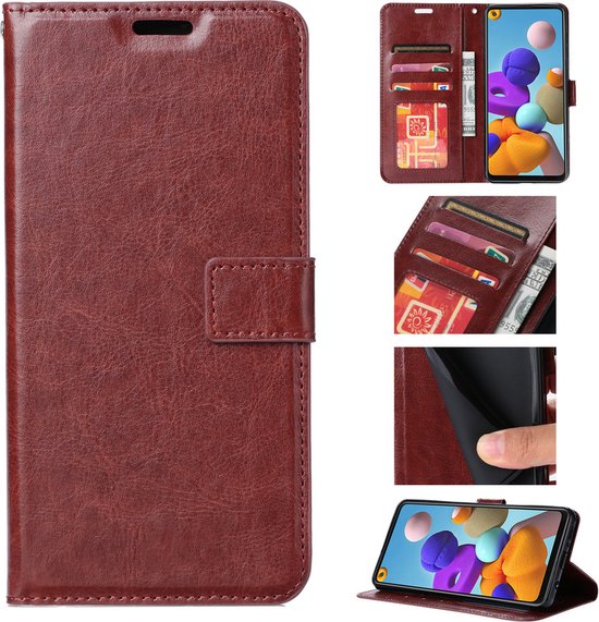 Samsung Galaxy S22 Plus Hoesjes – Portemonnee Hoes – Pasjeshouder – 2x Gehard Glas Screenprotector – Bruin-Ilumina Benelux