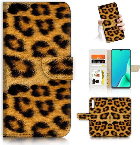 Portemonnee Book Case Hoesje Geschikt voor: Samsung Galaxy A01 - Luipaard Print
