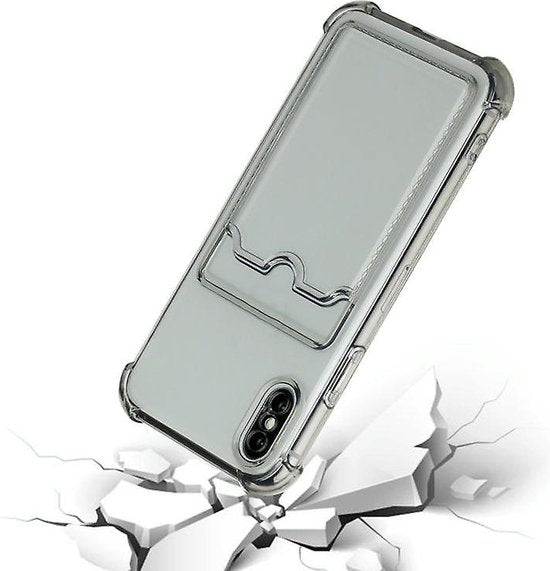 iPhone Xs Max Hoesjes – TPU Backcover – Schokbestendig – Pasjeshouder – Grijs-Ilumina Benelux
