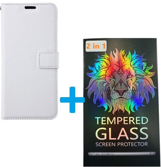 Portemonnee Book Case Hoesje + 2x Screenprotector Glas Geschikt voor: Samsung Galaxy A06 - Wit