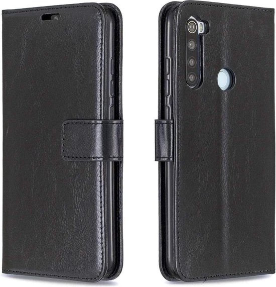 Xiaomi Redmi Note 8 Hoesjes – Portemonnee Book Case – Pasjeshouder – 2x Glazen Screenprotector – Zwart-Ilumina Benelux