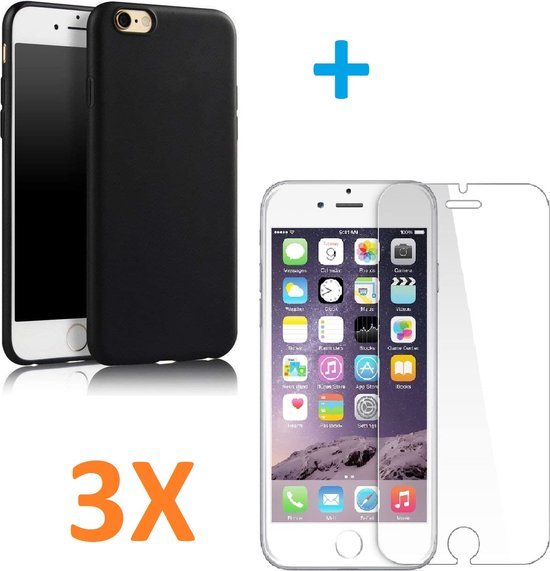 iPhone 7/8/SE 2020/2022 Hoesjes – Soft TPU Siliconen Backcover – Inclusief 3x Screenprotector – Zwart-Ilumina Benelux