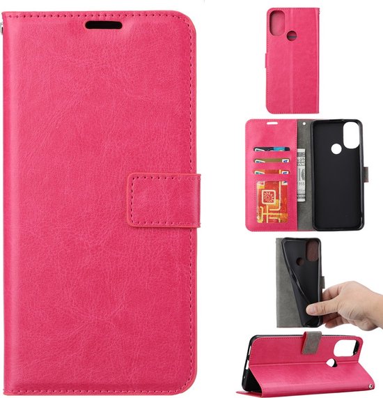 Motorola Moto E20/E30/E40 Hoesjes – Portemonnee Book Case – Pasjeshouder – 2x Screenprotector – Roze-Ilumina Benelux
