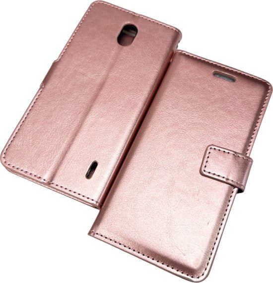 Nokia 2 Hoesjes – Bookcase Portemonnee Hoes – Pasjeshouder – Magneetsluiting – Roségoud-Ilumina Benelux
