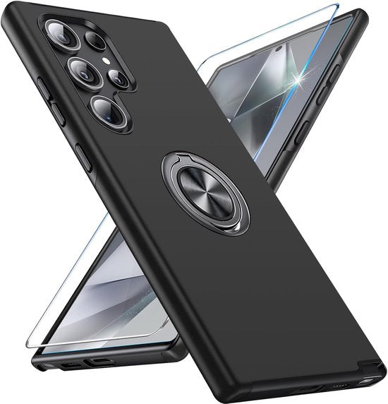 Samsung Galaxy S25 Ultra Hoesjes – Schokbestendige Backcover – Inclusief Screenprotector Gehard Glas – Zwart-Ilumina Benelux
