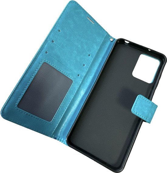 Motorola Moto G13 Hoesjes – Portemonnee Bookcase – Pasjeshouder – Magneetsluiting – Turquoise