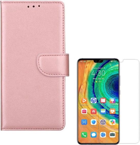 Huawei Mate 30 Hoesjes – Portemonnee Backcover – Pasjeshouder – Inclusief 2x Screenprotector – Roségoud-Ilumina Benelux