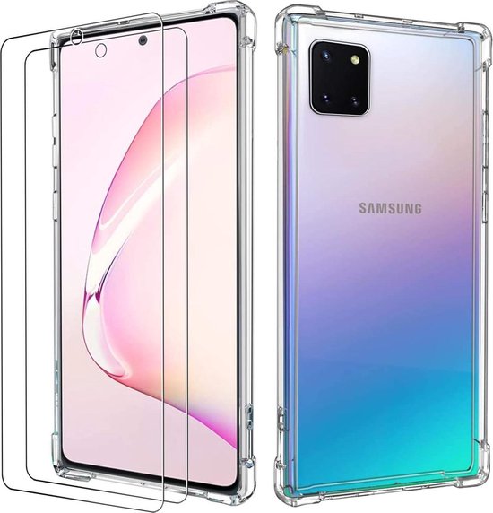 Samsung Galaxy S10 Lite Hoesjes – Hybride Backcover – Schokbestendig – 2x Gehard Glas Screenprotector – Transparant-Ilumina Benelux