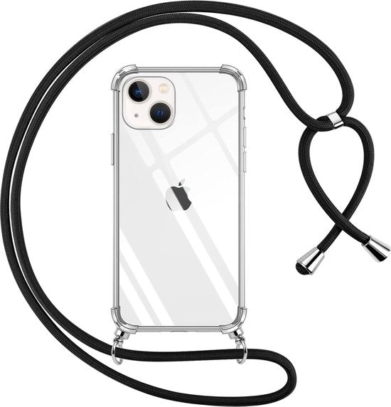 iPhone 13 Hoesjes – Transparante Siliconen Backcover met Koord – Schokbestendig Anti-shock Stootrand-Ilumina Benelux