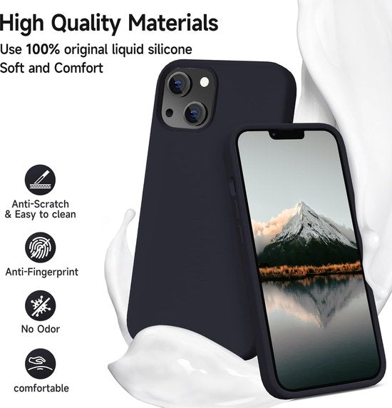 iPhone 13 Mini Hoesjes – Liquid Siliconen Backcover – Flexibele TPU Cover – Schokbestendig – Zwart-Ilumina Benelux