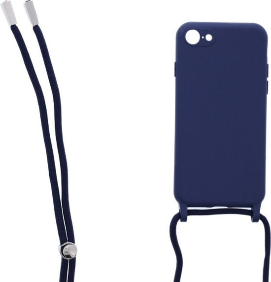 iPhone 7/8 Hoesjes – Siliconen Backcover met Ketting – TPU – Blauw-Ilumina Benelux
