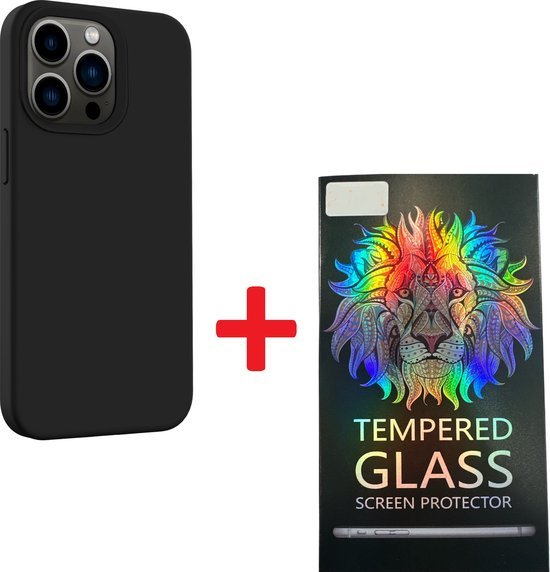 iPhone 14 Pro Max Hoesjes – Liquid Siliconen Backcover – Inclusief Screenprotector – Schokbestendig – Zwart-Ilumina Benelux