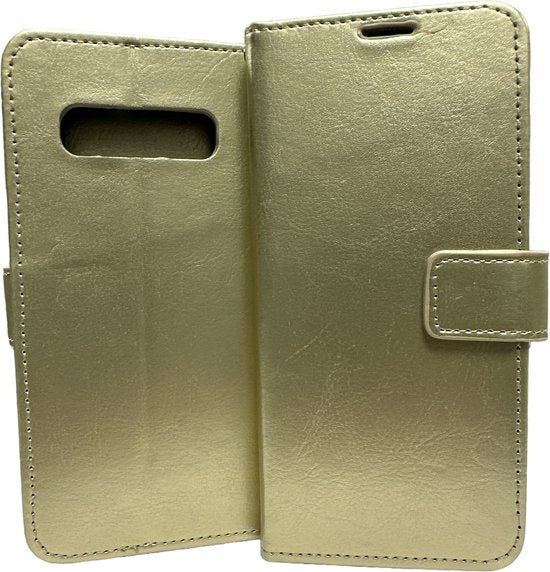 Samsung Galaxy S10 Hoesjes – Portemonnee Book Case – Pasjeshouder – Magneetsluiting – Goud-Ilumina Benelux