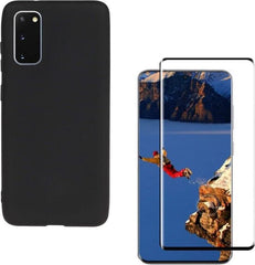 Liquid Silicone hoesje Geschikt voor: Samsung Galaxy S20 Plus Soft Touch Flexible - Zwart + 1x Screenprotector