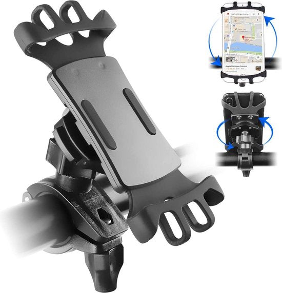 Telefoonhouder fiets – 360° draaibaar – Universele stuurhouder – Voor smartphone MTB & motorfiets – Zwart-Ilumina Benelux