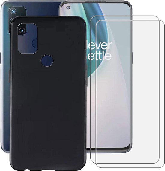 OnePlus Nord N10 Hoesjes – Siliconen Backcover – Inclusief 2x Screenprotector – Schokbestendig – Zwart-Ilumina Benelux