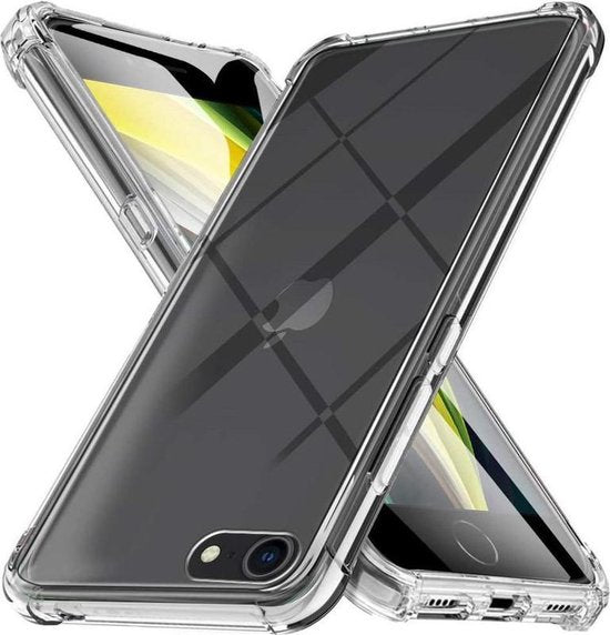 iPhone SE 2020/7/8 Hoesjes – Siliconen Backcover – Schokbestendig Bumper – Transparant – 2x Gehard Glas Screenprotector-Ilumina Benelux