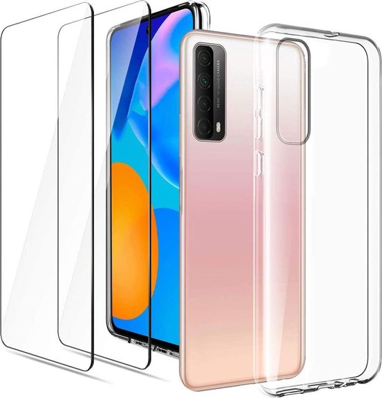 Huawei P Smart 2021 Hoesjes – Transparante Siliconen Backcover – Inclusief 2x Screenprotector – Anti-kras-Ilumina Benelux
