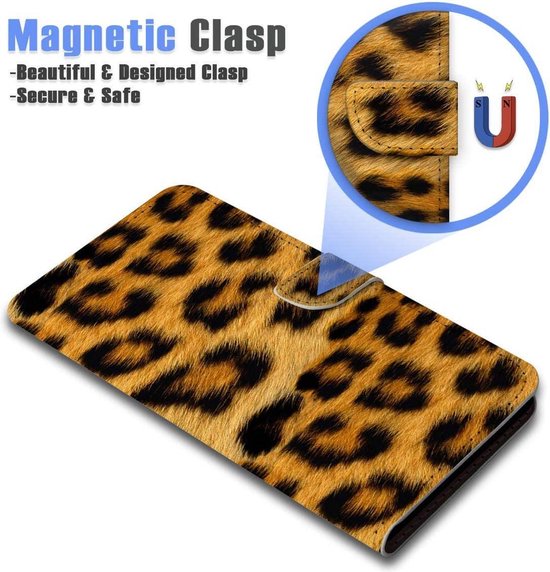 iPhone 12 Pro Hoesjes – Portemonnee Book Case – Pasjeshouder – Magneetsluiting – Luipaard Print-Ilumina Benelux
