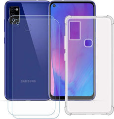 Anti-Shock silicone hoesje met 2 Pack Screenprotector Glas Geschikt voor: Samsung Galaxy M51